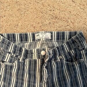 Free People Navy and White Striped Pants